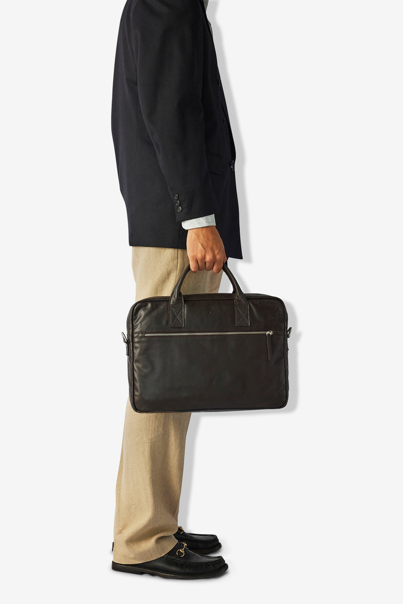 Prato briefcase Axel Dark brown