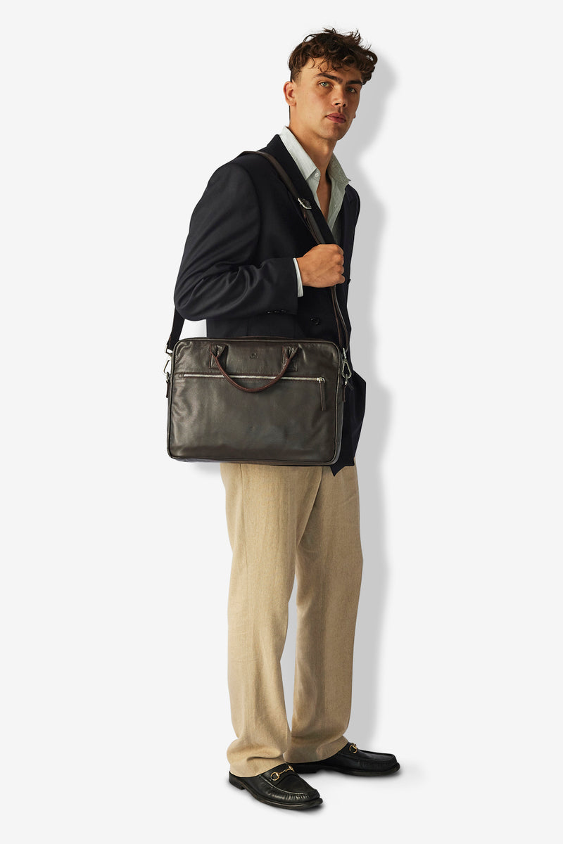 Prato briefcase Axel Dark brown